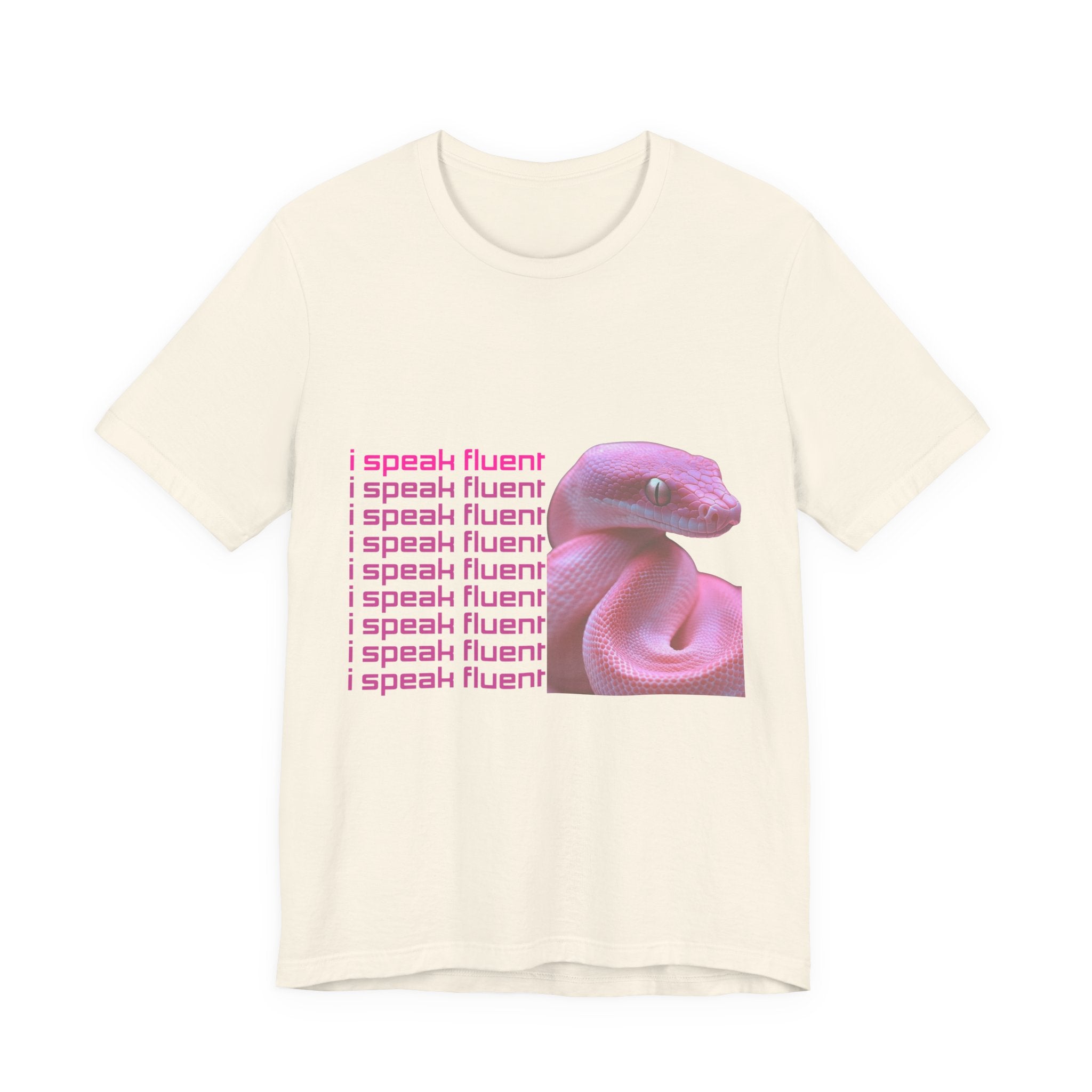 I Speak Fluent Snake Graphic Tee — Pink Snake Retro Text T-Shirt