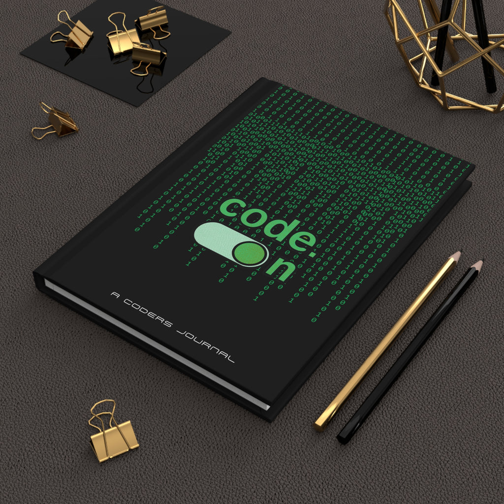 Code On Hardcover Journal — Coder’s Notebook with Binary Matrix Design